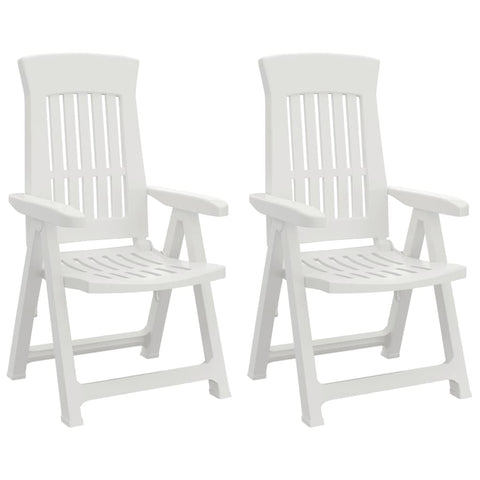 vidaXL Set of 2 Reclining Patio Chairs, Adjustable Backrest, Foldable & Lightweight Easy to Move, Durable Weather-Resistant Outdoor Seating - White