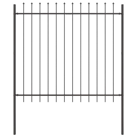 vidaXL Rectangular Powder Coated Steel Fence Panel for Garden | Durable Medium Size Outdoor Barrier with Modern Design Easy Clean in Grey Ideal Security and Decoration Metal Fencing