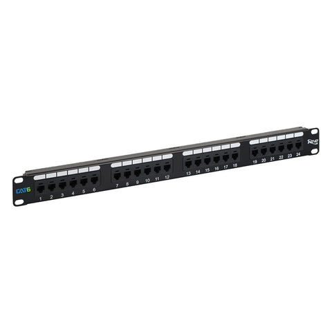 ICC CAT6 Patch Panel, UL Listed & PoE++ Rated Gigabit Applications, Rackmount 24 Port 1U 19-Inch Network Patch Panel with Rear 110 IDC Terminal Blocks for Gigabit Network Switch, Black