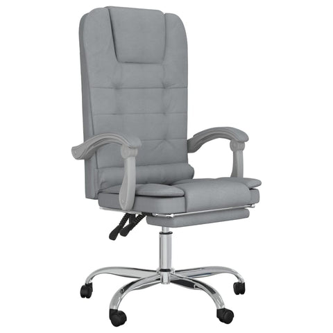 vidaXL Light Gray Massage Reclining Office Chair with Adjustable Features and USB Function for Ultimate Comfort in Home Electric Fabric Ergonomic Swivel Modern Seating Recliner Task
