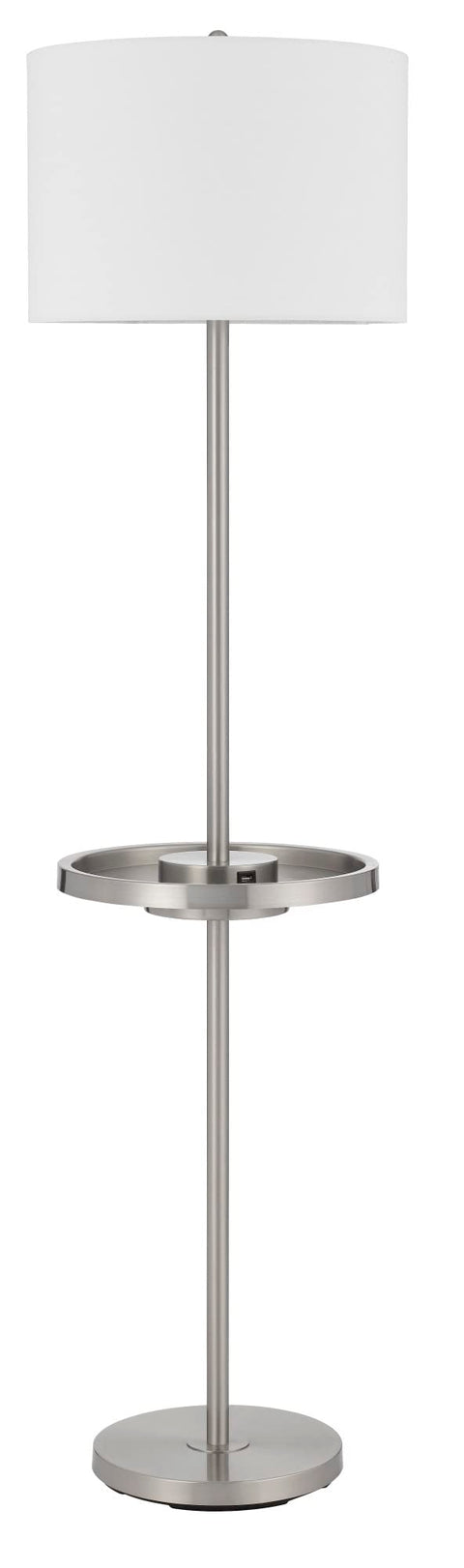Cal Lighting BO-2983FL-BS Crofton Metal Floor Lamp with Metal Tray Table and 2 USB Charging Ports and A Weighted Base