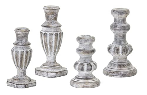 Melrose 78414 Resin and Stone Powder Candle Holder, Set of 4