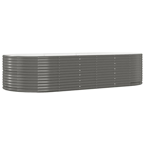 vidaXL Garden Raised Bed in Gray - Powder-Coated Steel Constructed Bed for Outdoor Use - and - Perfect for Planting Vegetables, Herbs, and Flowers