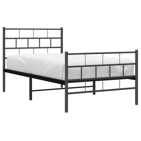 vidaXL Metal Bed Frame Black Steel Single Stylish Bedroom Furniture