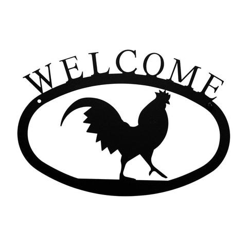 Village Wrought Iron Rooster Welcome Home Sign Small