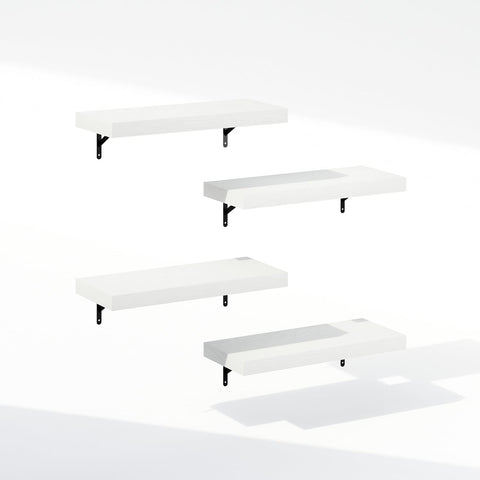 Furinno Tanna Floating Shelves for Wall Set of 4, 22-Inch Bathroom Wall Shelf, Wall Mounted Shelf, for Bathroom Organizers and Storage, Living Room, White Texture