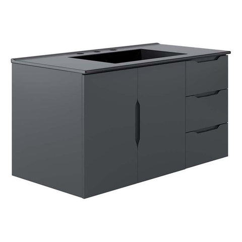 Modway Vitality 36" Bathroom Vanity, 36 Inch, Gray Black