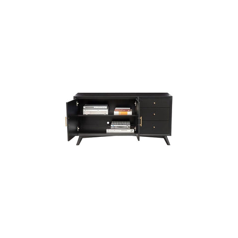 Alpine Furniture Flynn 58" Mahogany and Okoume Veneer Sideboard, Black