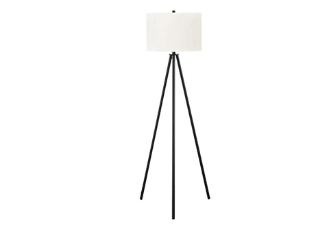 Monarch Specialties I 9735 LightingFloor Lamp, Black Metal, Ivory/Cream Shade, Contemporary