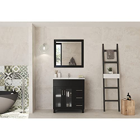 Laviva Nova 32 - Espresso Cabinet Ceramic Basin Countertop