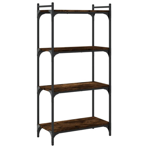 vidaXL Industrial 4 Tier Bookcase Smoked Oak Adjustable Shelves Metal Frame 47.2x23.6x11.8 in Storage Elegant Display Unit Bookshelves Bookshelf Cabinet Book Case Shelf Rack Stand