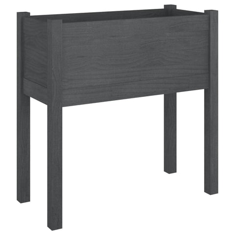 vidaXL Solid Wood Pine Garden Planter, Weather- Square Planter Box, Gray Finish, 27.6"x12.2"x27.6", Suitable for Outdoor use