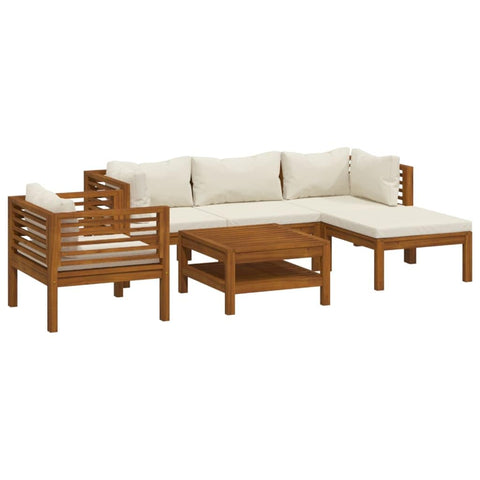 vidaXL Patio Lounge Set 6 Piece, Patio Furniture Set for Outdoor Garden, Sectional Sofa with Cushions, Corner Sofa, Retro Style, Solid Wood Acacia