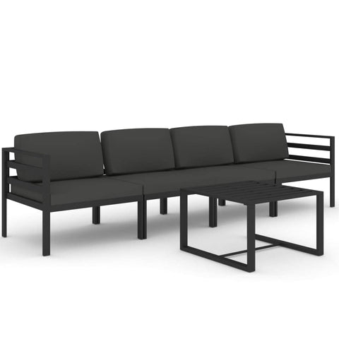 vidaXL Patio Furniture Set 5 Piece, Patio Conversation Set with Cushions, Outdoor Sectional Sofa for Garden Backyard Balcony, Aluminum Anthracite