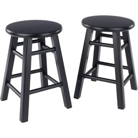 Oakestry Element Set of 2 Square Legs Dining Stools Black Finish Solid Wood Comfortable Footrest Practical Height 220 lbs Capacity Modern Minimalist Stool for Kitchen Dining Room Office