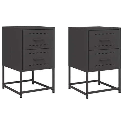 vidaXL Bedside cabinets - Black Steel nightstands/end Tables - Industrial Style Bedroom/Living Room Furniture - 14.2" x 15.4" x 23.8"