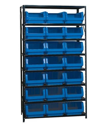 Quantum Storage Systems MSU-532BL Solid Heavy Duty 8 Shelves 21 MAGNUM Blue Bins 75" H x 42" W x 18" D