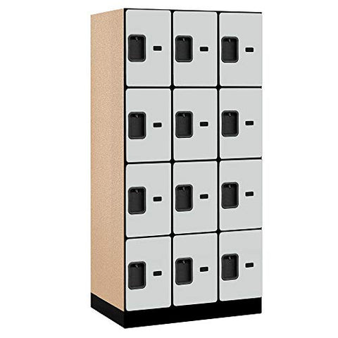 Salsbury Industries Four Tier Designer Wood Locker, Gray, 6' 3" x 21"