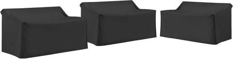 3Pc Outdoor Sectional Furniture Cover Set Black - 3 Loveseats