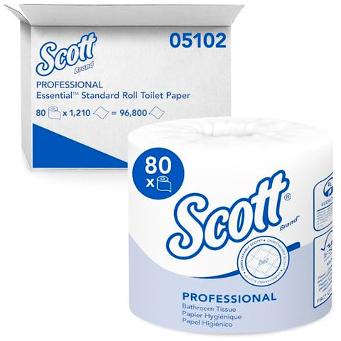Scott® Professional Standard Roll Bathroom Tissue (05102), White, 80 Rolls/Case, 1,210 Sheets/Roll, 96,800 Sheets/Case