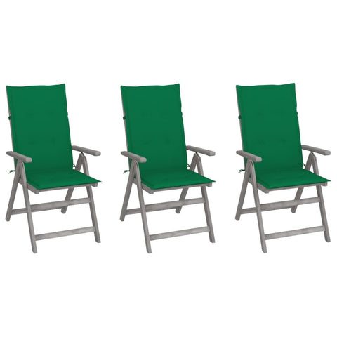 vidaXL Outdoor Recliner Chairs 3 Pcs, Patio Reclining Chair with Cushions, Recliner Patio Lounge Chair for Garden, Retro Style, Solid Wood Acacia