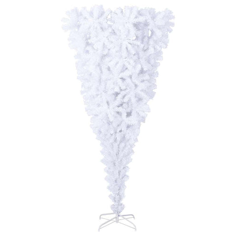 vidaXL Upside Down Artificial Christmas Tree White 70.9 in Unique Design with Durable PVC and Steel Materials Ideal for Festive Indoor Outdoor Decorating Xmas Decoration Holiday Trees Modern