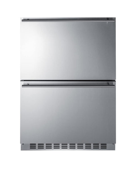 Summit 24” Two Drawer Refrigerator Freezer, 3.9 cu.ft. Capacity, Stainless Steel, Panel Ready Capable*- SPRF34D (*Panels not included)