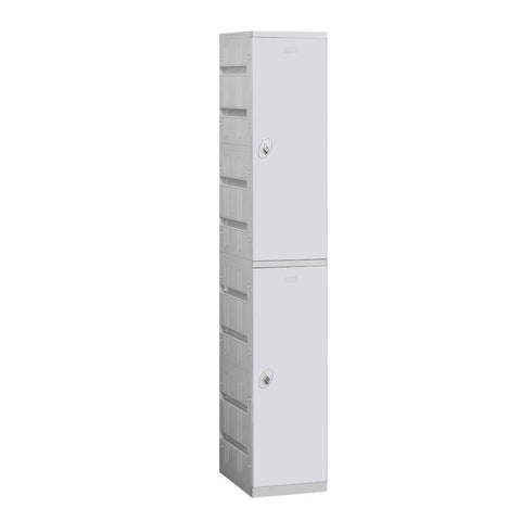 12 Wide Double Tier Plastic Locker - 1 Wide - 6 Feet High - 18 Inches Deep - Gray - Unassembled