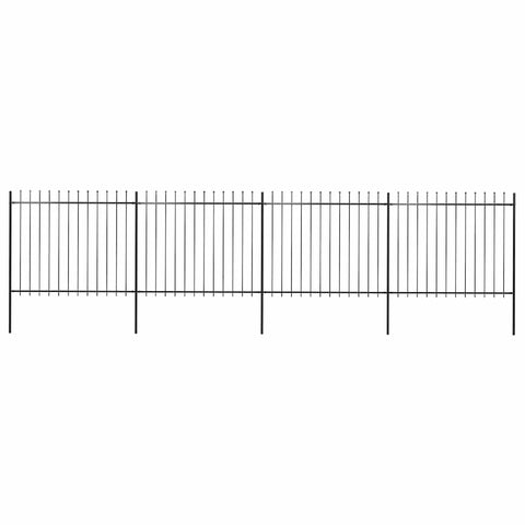 vidaXL Decorative Steel Garden Fence with Spear Top for Homes, Gardens, or Businesses - Long-Lasting Durable Material, Black, Size: 267.7"x59.1"