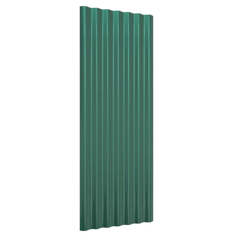 vidaXL Green Powder-Coated Steel Roof Panels - 12 Pcs Metal Roofing Sheets for Sheds, Stables, and Mobile Homes - 39.4"x14.2"