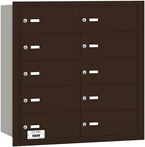 Salsbury Industries 3610ZRU 4B Plus Horizontal Mailbox, 10 B Doors, Rear Loading, USPS Access, Bronze