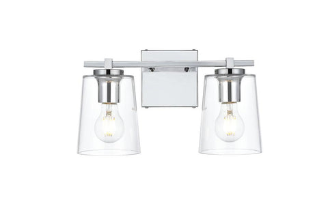 Living District Kacey 2-Light Iron & Glass Bath Sconce in Chrome/Clear