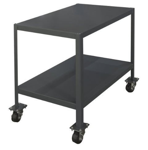 Mobile MT Workbench 36 x 72 2 Shelves 12 Gauge Steel 3000 lbs. Capacity 3 x 1-13/16 Phenolic Casters - (4) Swivel with Side Brakes Textured Powder Paint Gray