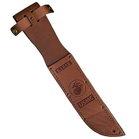 KA-BAR 1217S USMC Leather Knife Sheath – Premium Brown Leather Holder for 7" Fixed Blade Knives with Embossed Marine Corps Logo