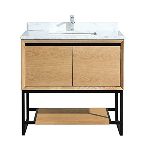 Laviva Alto 36" Wood Cabinet with Marble Countertop in California White Oak