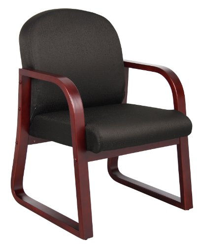 Boss Office Products Mahogany Frame Fabric Side Chair in Black, 250 (B9570-BK)