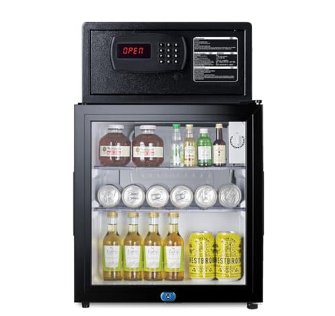 Summit Mini Bar & Hotel Room Safe Combination, Hospitality Refrigerator & Safe Combo, Stainless Steel - MBSAFESS