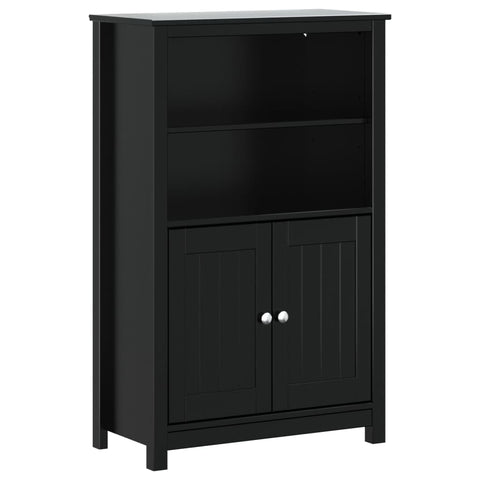 vidaXL Bathroom Cabinet, Bathroom Floor Cabinet with Shelves, Freestanding Wooden Storage Cabinet for Living Room, Berg Black Solid Wood Pine