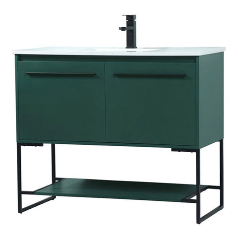 Elegant Decor Sloane 40" MDF and Steel Single Bathroom Vanity in Green