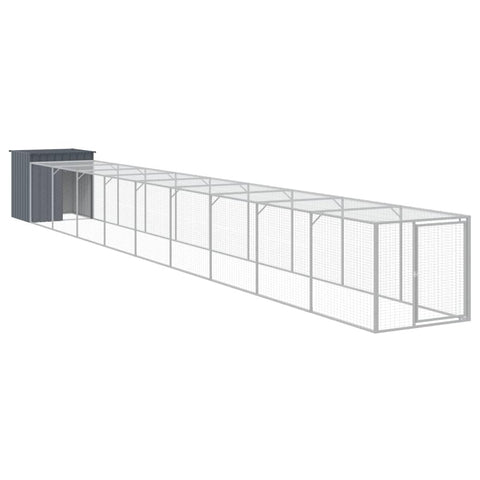 vidaXL Chicken Cage, Chicken Coop with Run, Chicken Shed with Lockable Door and Latch, Hen House for Yard, Anthracite Galvanised Steel
