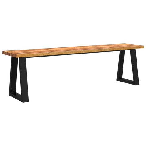 vidaXL - 63" Live Edge Bench, Solid Acacia Wood Seat with U-Shaped Steel Legs, Ideal for Dining Room, Living Room, Hallway