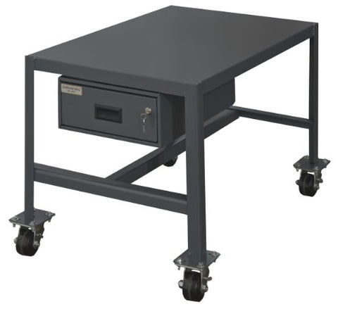 Mobile MT Workbench 24 x 48 Top Shelf Only with Drawer 14 Gauge Steel 2000 lbs. Capacity 3 x 1-13/16 Phenolic Casters - (4) Swivel with Side Brakes Textured Powder Paint Gray
