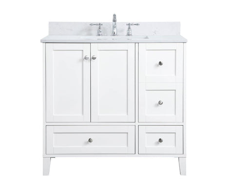 Elegant Decor Sommerville 36" MDF Single Bathroom Vanity with Backsplash - White