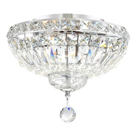 Stefania 3 Light Flush Mount Ceiling Light – 12-Inch Wide Chrome Finish with Crystal Accents, Bright Ambient Lighting for Hallway, Kitchen, or Bedroom