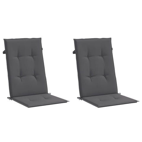 vidaXL Anthracite Highback Chair Cushions 2 pcs, Outdoor Fabric Seat Cushions, Dimensions 47.2"x19.7"x1.2", Foam Fiber Filling