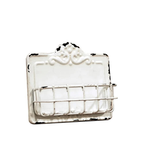 VIP Home & Garden MT2155 Vintage Style Antique Business Card Holder, White, Metal