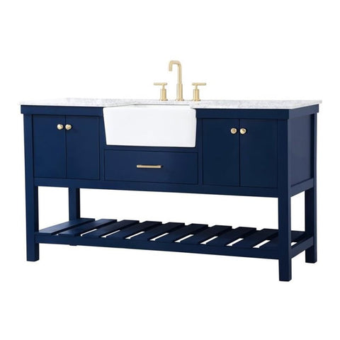 Elegant Decor Clement 60" Aluminum MDF Single Bathroom Vanity in Blue