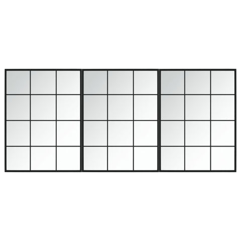 vidaXL 3-piece Black Metal Framed wall Mirrors - Modern Decorative Mirrors for Bathroom/Living Room with Easy Hook Installation, 31.5 x 23.6 inches per piece, Durable Glass
