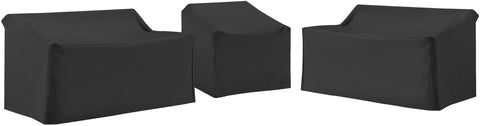3Pc Outdoor Sectional Furniture Cover Set Black - 2 Loveseats & 1 Chair