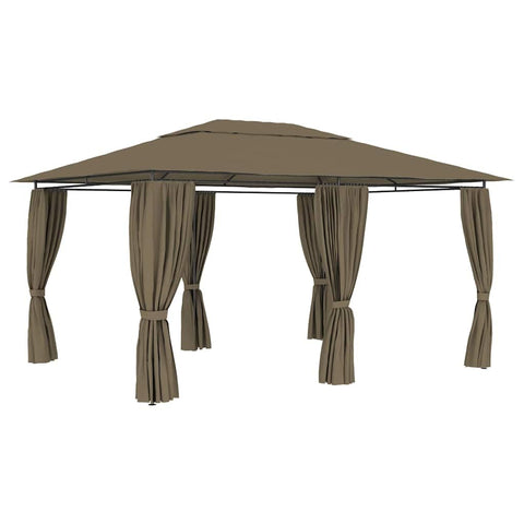 vidaXL Garden Marquee with Curtains - Taupe, Water-Resistant Gazebo with a Stylish Vented Roof, Durable Steel Frame, Perfect for Parties, BBQs, Weddings